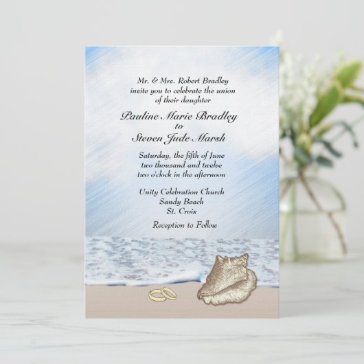 Einladung zum Thema Hochzeit am Strand (Stehend Vorderseite)