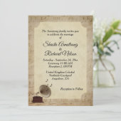 Einladung zum Thema Hochzeit antiker Musik (Stehend Vorderseite)