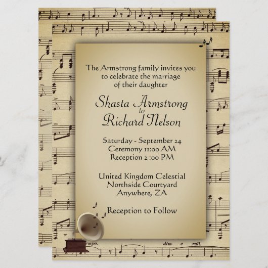 Einladung zum Thema Hochzeitsmusik (Vorne/Hinten)