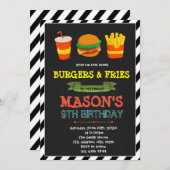 Einladung zum Thema Niedlicher Burger und Pommes f (Vorne/Hinten)