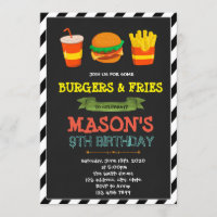 Einladung zum Thema Niedlicher Burger und Pommes f