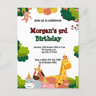 Einladung zum Thema Wildtiere Postkarte