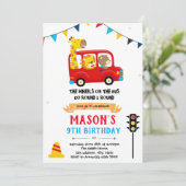 Einladung zum Tierbus zum Geburtstag (Stehend Vorderseite)