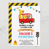 Einladung zum Tierbus zum Geburtstag (Vorne/Hinten)