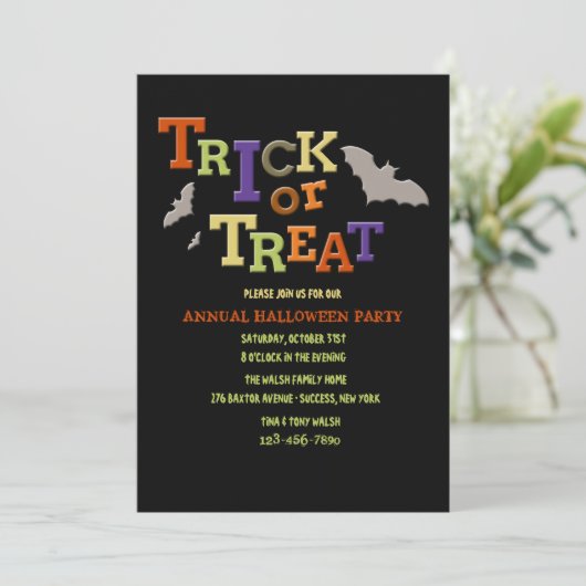Einladung zum Trick oder Treat Halloween-Party (Stehend Vorderseite)