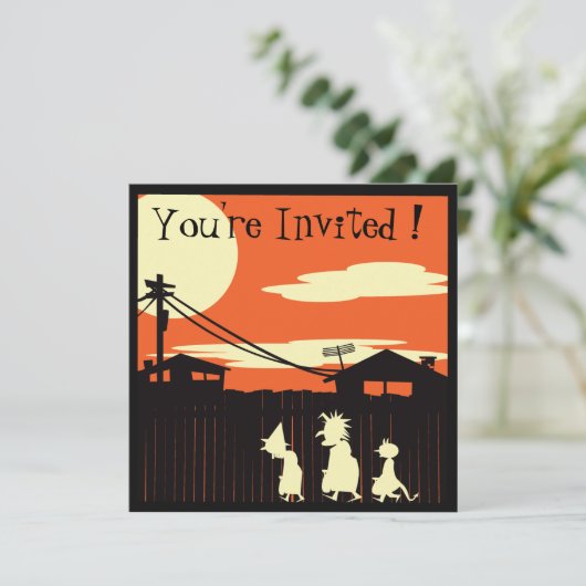 Einladung zum Trick- oder Treaters-Halloween-Party (Stehend Vorderseite)