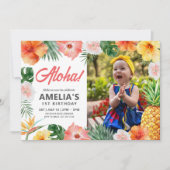 Einladung zum Tropical Hawaiian Birthday Party Fot (Vorderseite)