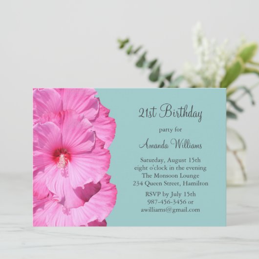 Einladung zum tropischen 21. Geburtstag (Türkis) (Stehend Vorderseite)