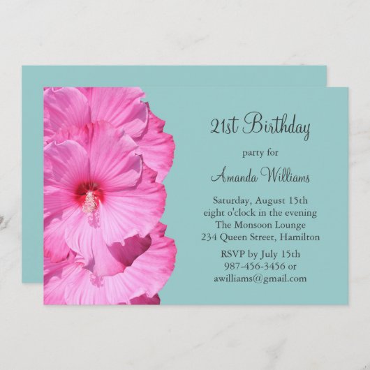 Einladung zum tropischen 21. Geburtstag (Türkis) (Vorne/Hinten)