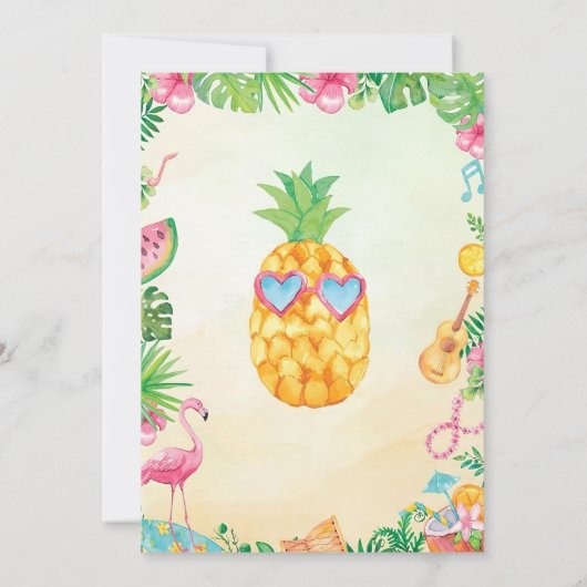 Einladung zum tropischen Geburtstag Hawaiian (Rückseite)