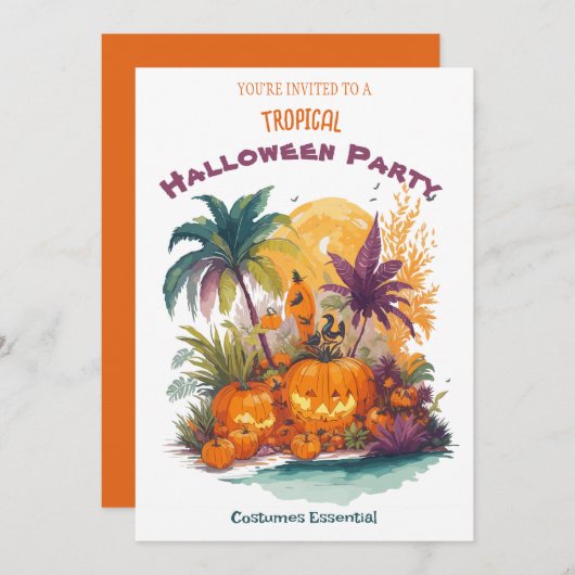 Einladung zum tropischen Halloween-Party (Vorne/Hinten)