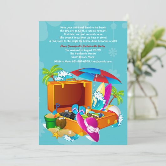 Einladung zum tropischen Junggeselinnen-Abschied (Stehend Vorderseite)