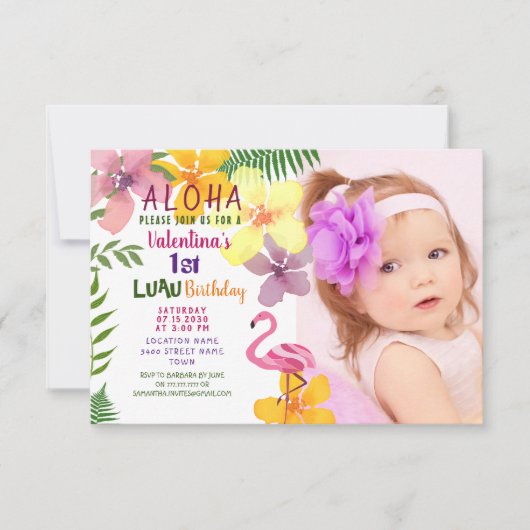 Einladung zum tropischen Sommer zum Geburtstag (Vorderseite)