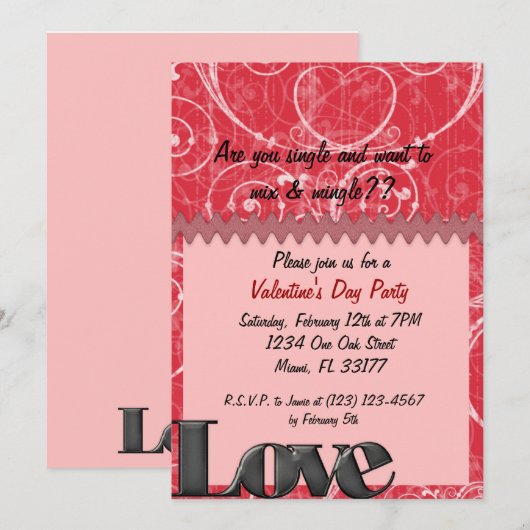 Einladung zum Valentinstag (Vorne/Hinten)