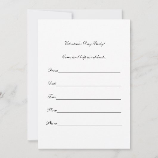 Einladung zum Valentinstag-Party (Rückseite)