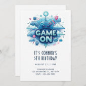 Einladung zum Videospiel Geburtstag (Vorne/Hinten)