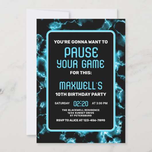 Einladung zum Videospiel Geburtstag (Vorderseite)