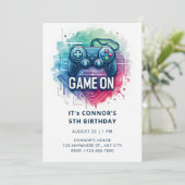 Einladung zum Videospiel Geburtstag (Stehend Vorderseite)