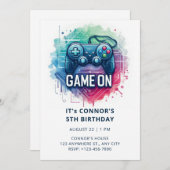 Einladung zum Videospiel Geburtstag (Vorne/Hinten)