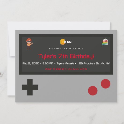 Einladung zum Videospiel Geburtstagsparty (Vorderseite)