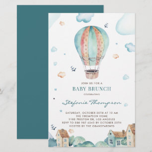 Einladung zum Vintage-Heißluftballon-Jungen-Baby-B