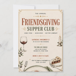 Einladung zum Vintage-Supper-Club-Friendsgiving-Di