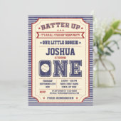 Einladung zum Vintagen 1. Geburtstag Baseball (Stehend Vorderseite)