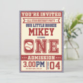 Einladung zum Vintagen Baseball zum 1. Geburtstag (Stehend Vorderseite)