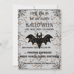 Einladung zum Vintagen Halloween-Party in Schwarz/