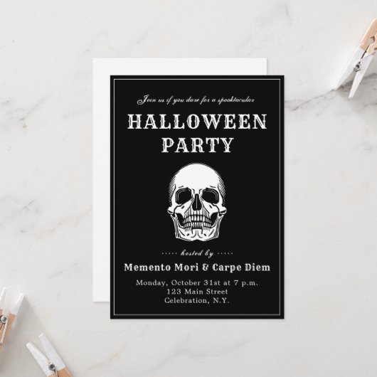 Einladung zum Vintagen Halloween-Party mit dem Sch (Vorderseite/Rückseite Beispiel)