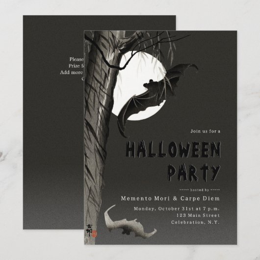 Einladung zum Vintagen Halloween-Party mit dem Sch (Vorne/Hinten)
