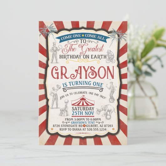 Einladung zum Vintagen Zirkus (Stehend Vorderseite)