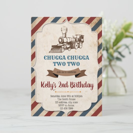 Einladung zum Vintagen Zuggeburtstag (Stehend Vorderseite)