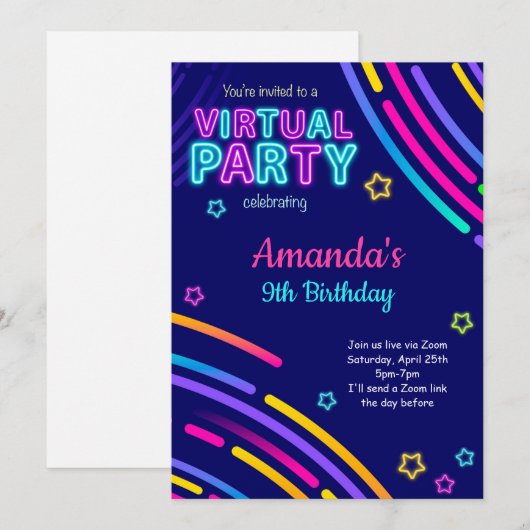 Einladung zum virtuellen Geburtstag (Vorne/Hinten)