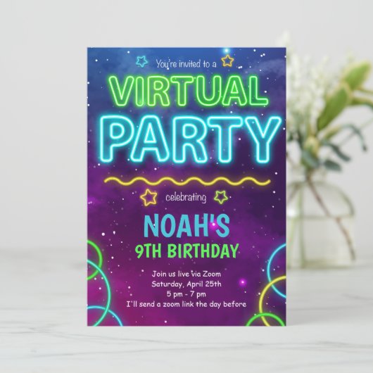 Einladung zum virtuellen Geburtstag (Stehend Vorderseite)