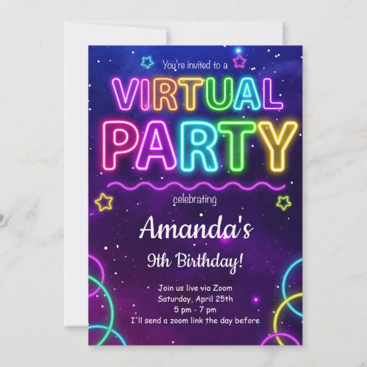 Einladung zum virtuellen Geburtstag (Vorderseite)