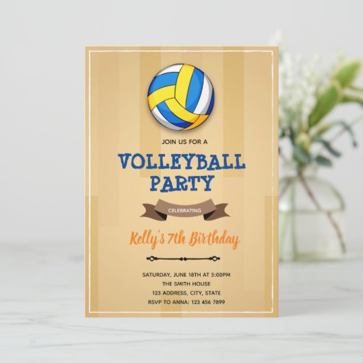 Einladung zum Volleyball-Geburtstag (Stehend Vorderseite)