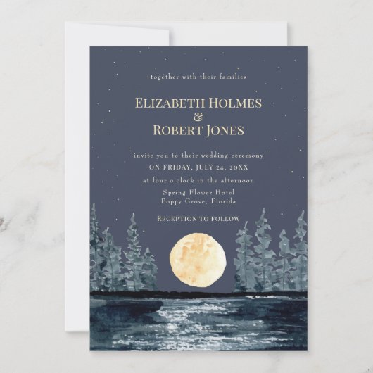 Einladung zum Vollmondwald und zur Hochzeit am See (Vorderseite)