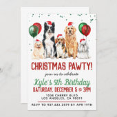 Einladung zum Weihnachtshund Paw-ty Geburtstag (Vorne/Hinten)