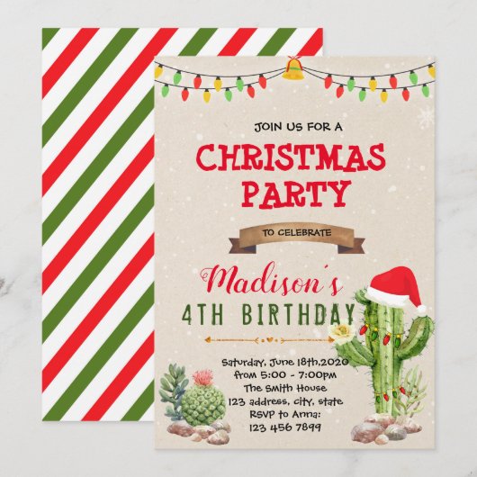 Einladung zum Weihnachtskaktus (Vorne/Hinten)