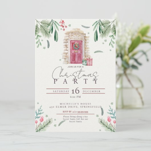 Einladung zum Weihnachtskranz im Party (Stehend Vorderseite)