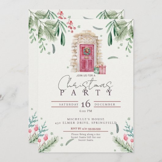Einladung zum Weihnachtskranz im Party (Vorne/Hinten)