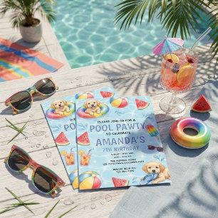 Einladung zum Welpen-Pool-Party-Kindergeburtstag