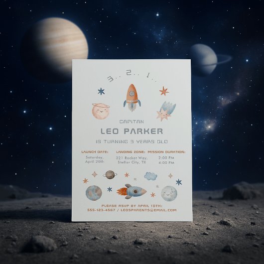 Einladung zum Weltraumtag - Galaxy Rocket Thema