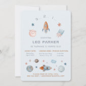 Einladung zum Weltraumtag - Galaxy Rocket Thema (Vorderseite)