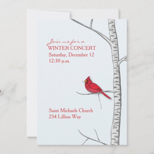 Einladung zum Winter Birch Tree (Vorderseite)