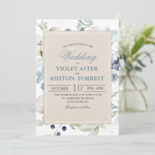 Einladung zum Winter Botanische Hochzeit (Stehend Vorderseite)