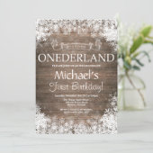 Einladung zum Winter Onederland 1. Geburtstag (Stehend Vorderseite)