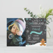 Einladung zum Winter Onederland 1. Geburtstag (Stehend Vorderseite)