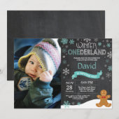 Einladung zum Winter Onederland 1. Geburtstag (Vorne/Hinten)